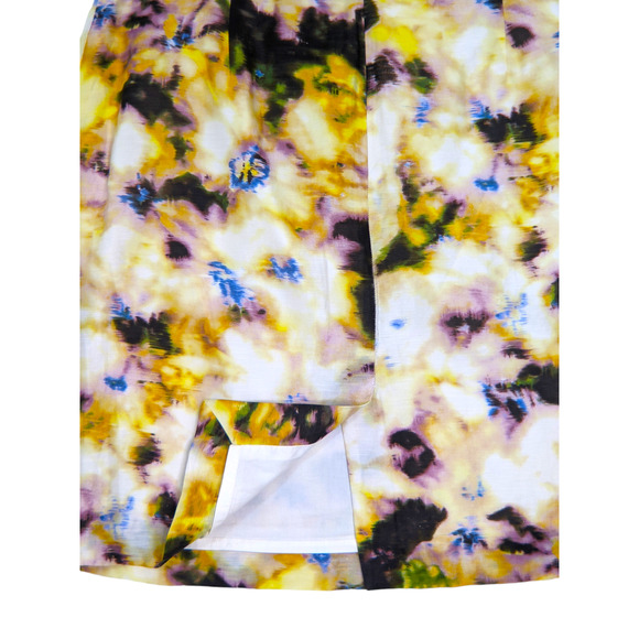 Womens J Crew Pencil Skirt Tie Dye Linen Multicolor Waistband Slit Midi Y2K 8 - Picture 6 of 7